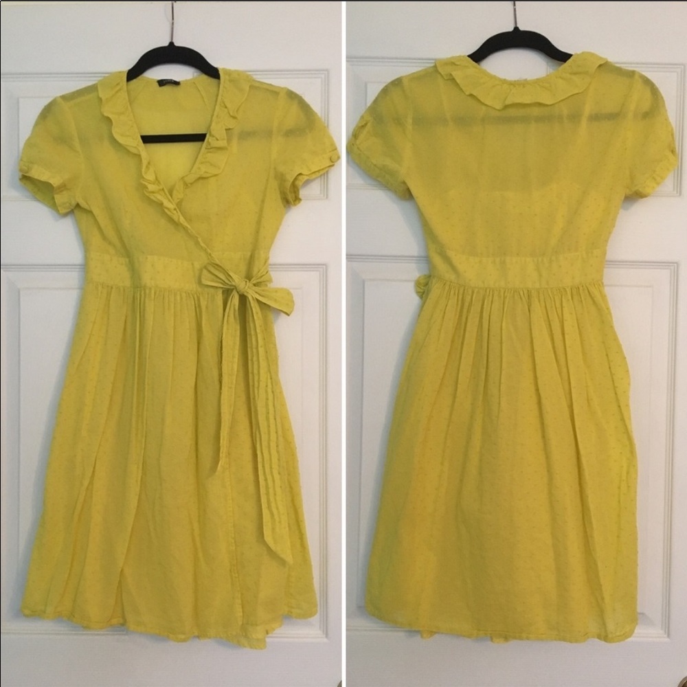 ‼️SALE‼️  Yellow wraparound J. Crew dress